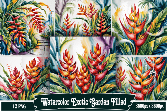 Download Watercolor Exotic Garden Filled - Premium Resources