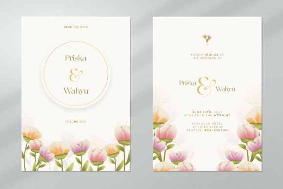Download Watercolor Flowers Wedding Invitation - Premium Resources