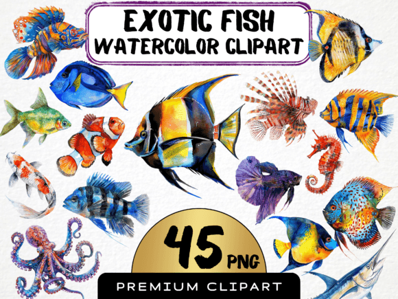 Download Watercolor Exotic Fish Clipart - Exotic Collection